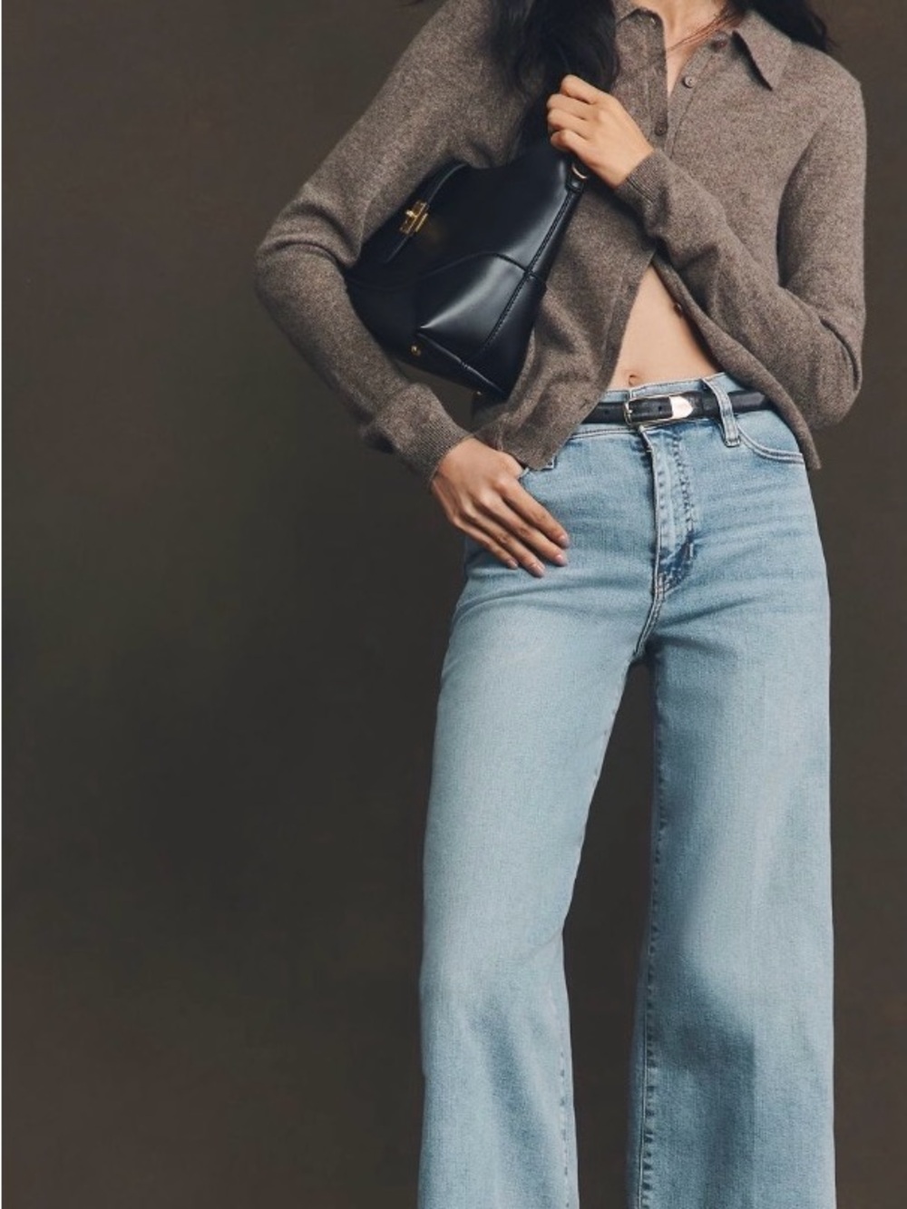 Frame Denim Light Blue High-Rise Wide-Leg Jeans